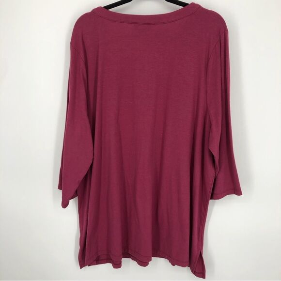 Catherines Shirt Womens 2X Pink Studded Cutout Neck 3/4 Sleeve Stretchy Comfy - Picture 5 of 11